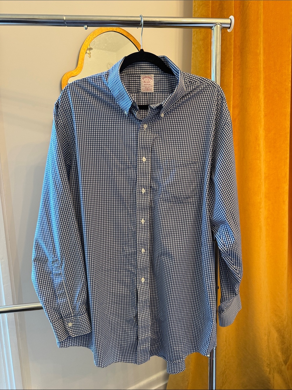 Brook’s Brothers Men's Madison no iron Blue Gingham Button-Down Shirt 17-35